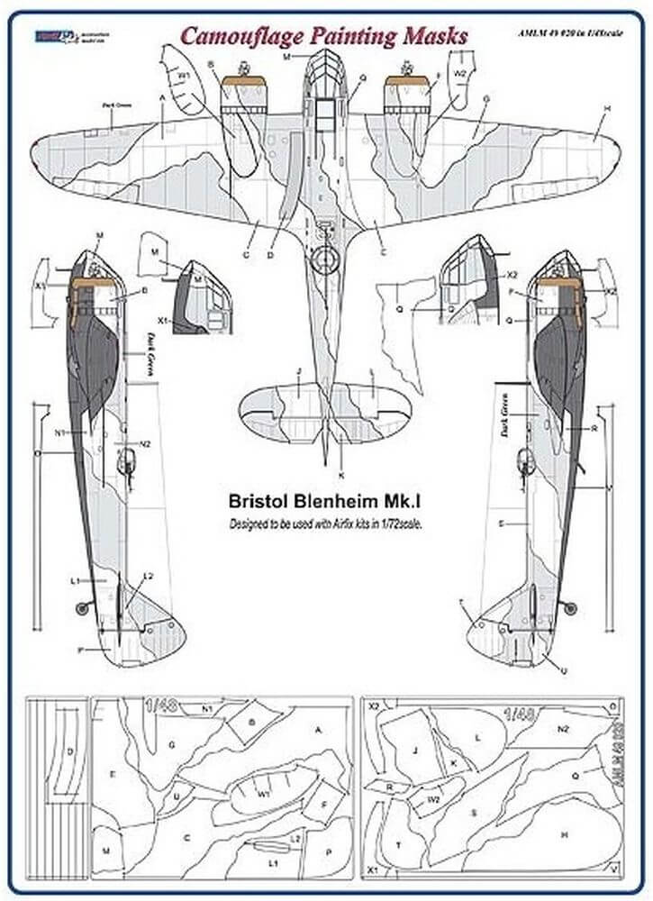 1:48 Bristol Blenheim Mk.I Camouflage Masking Set AMLM49020 AML