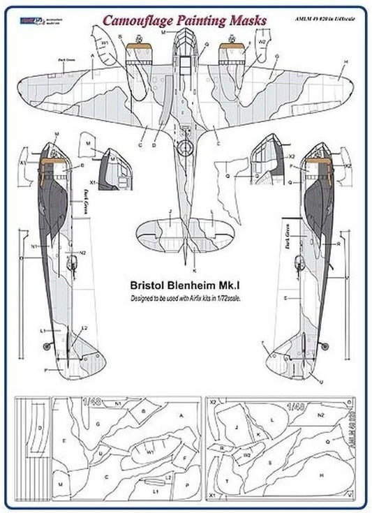 1:48 Bristol Blenheim Mk.I Camouflage Masking Set AMLM49020 AML