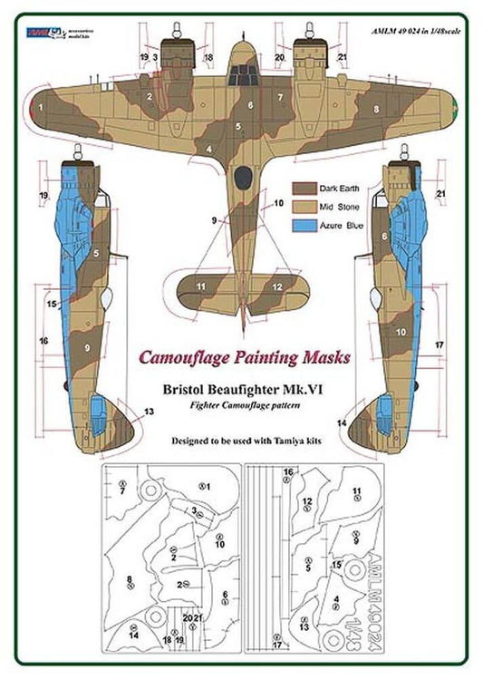 1:48 Bristol Beaufighter Mk.VI Camouflage Masking Set AMLM49024 AML