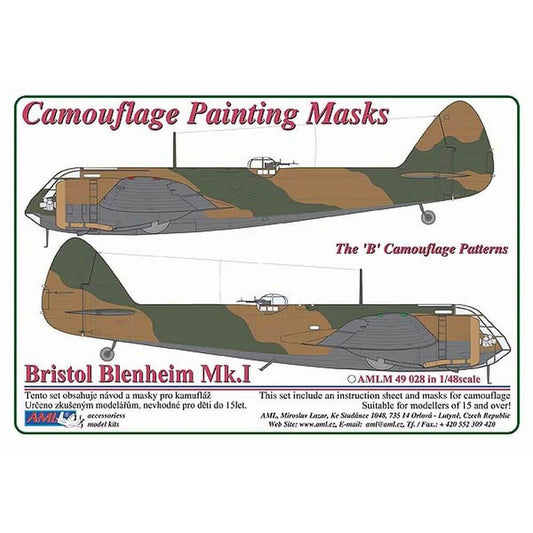 1:48 Bristol Blenheim Mk.I "B" Camouflage Masking Set AMLM49028 AML