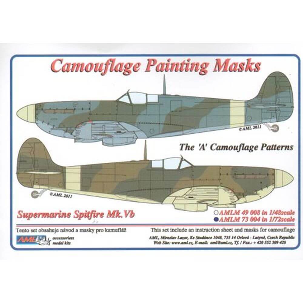 1:72 Spitfire Mk.V Camouflage Masks A Pattern AMLM73004 AML