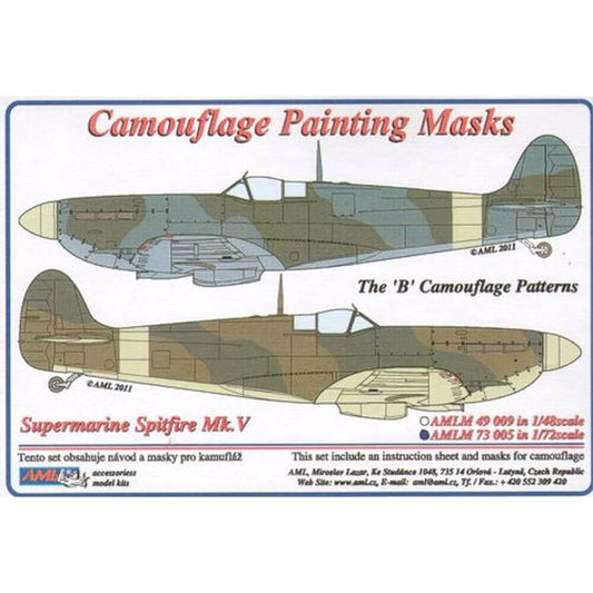1:72 Supermarine Spitfire Mk.V The "B" Camouflage Masking Set AMLM73005 AML