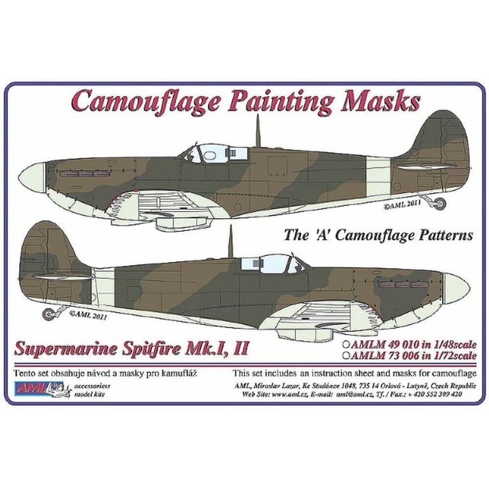 1:72 Spitfire Mk.I, Mk.II The "A" Camouflage Masking Set AMLM73006 AML