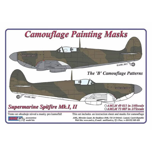 1:72 Spitfire Mk.I, Mk.II The "B" Camouflage Masking Set AMLM73007 AML