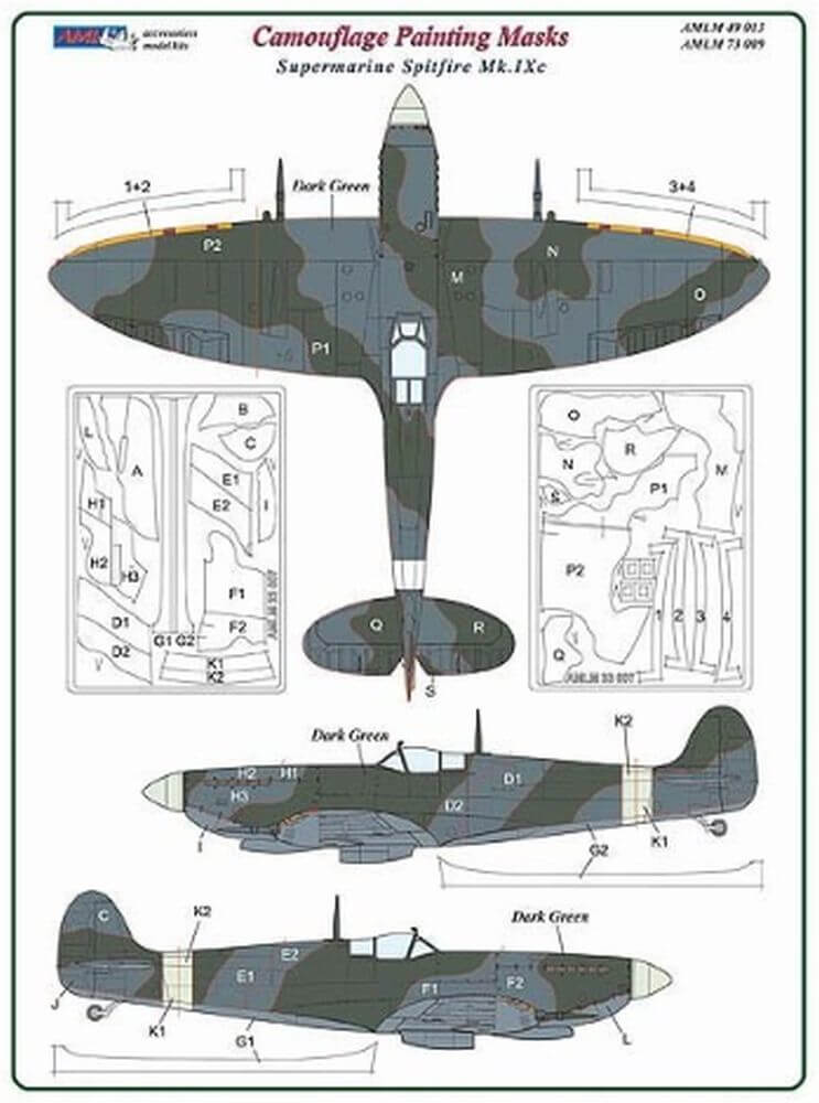 1:72 Spitfire Mk.IXc Camouflage Masking Set AMLM73009 AML