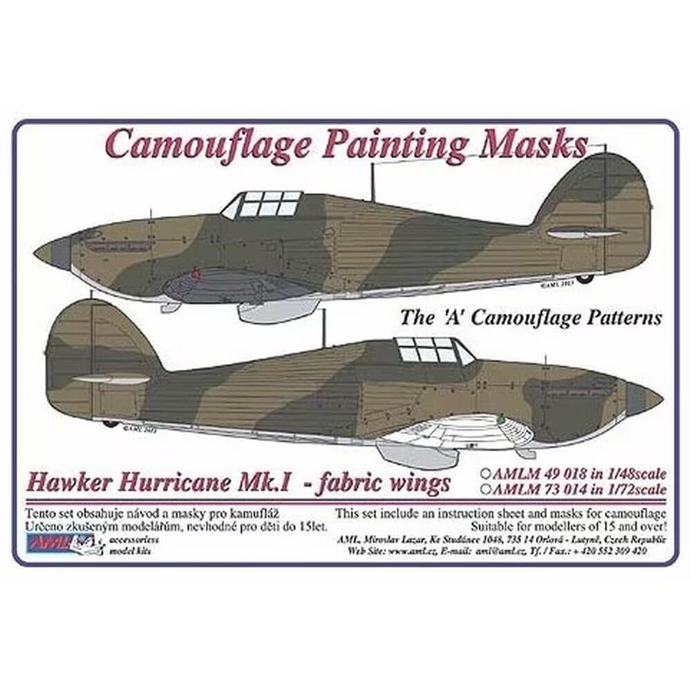 1:72 Hurricane Mk.I Fabric Wings Camouflage Masking Set AMLM73014 AML