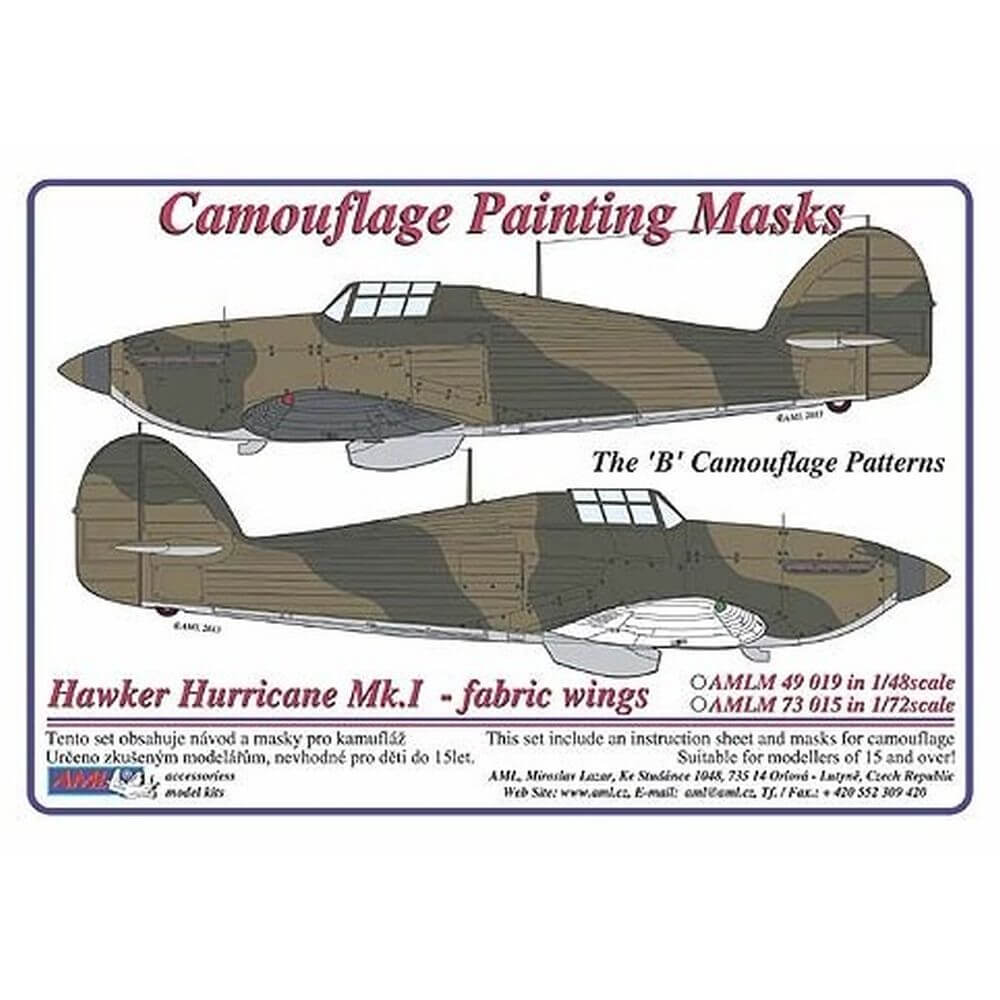 1:72 Hurricane Mk.I Fabric Wings Camouflage Masking Set AMLM73015 AML