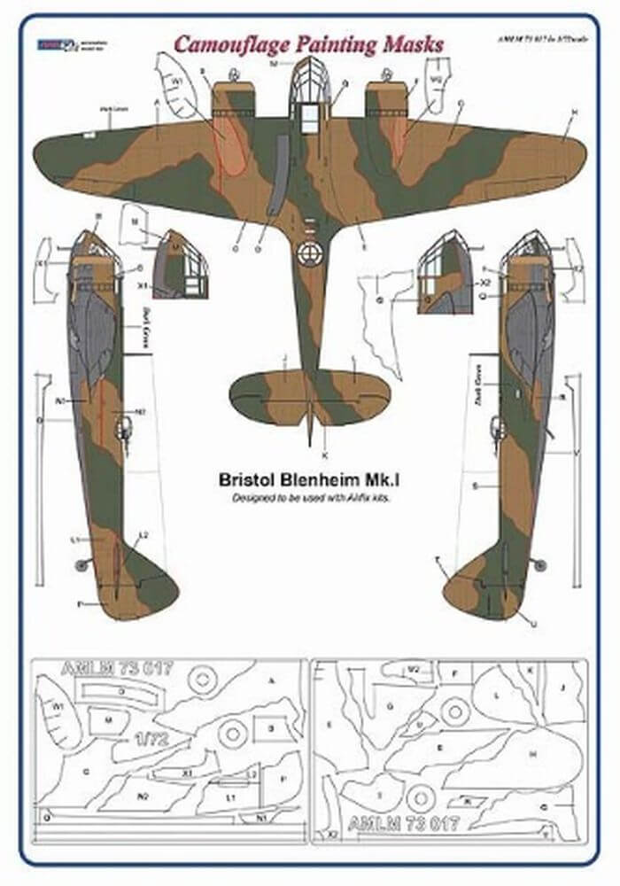 1:72 Bristol Blenheim Mk.I Camouflage Masking Set AMLM73017 AML