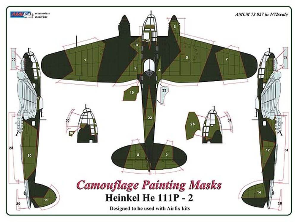 1:72 Heinkel He 111P-2 Camouflage Masking Set AMLM73027 AML