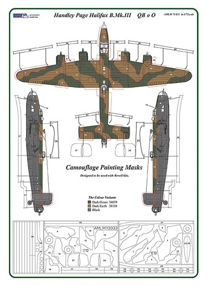 1:72 Halifax B.Mk.III Camouflage Masking Set AMLM73033 AML
