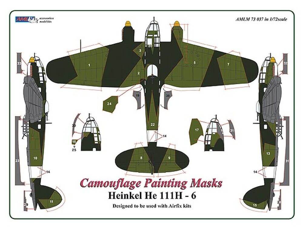 1:72 Heinkel He 111H-6 Camouflage Masking Set AMLM73037 AML