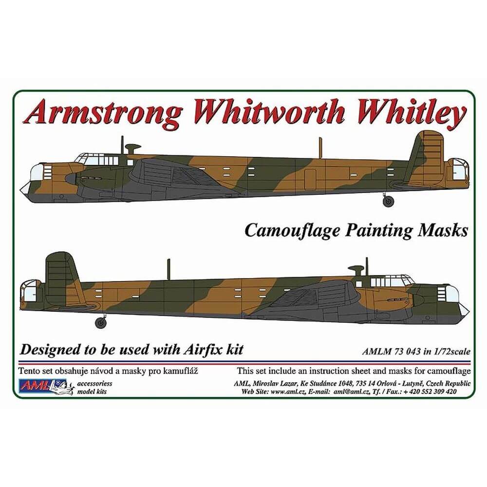1:72 Armstrong Whitworth Whitley Camouflage Masking Set AMLM73043 AML
