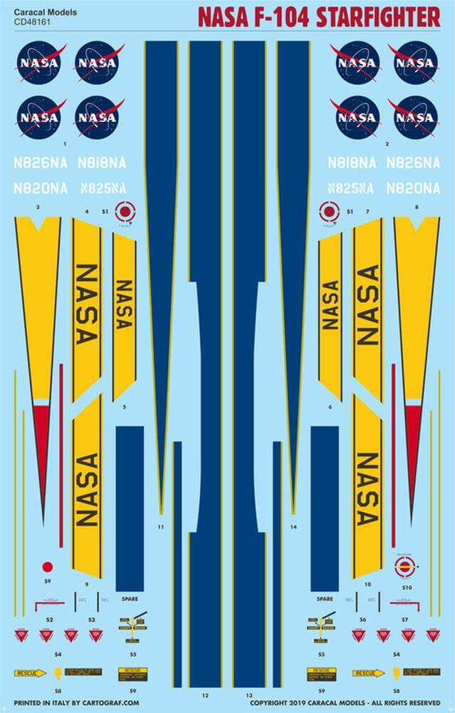 1:48 NASA Lockheed F -104 Starfighter Decals CD48161 Caracal Models