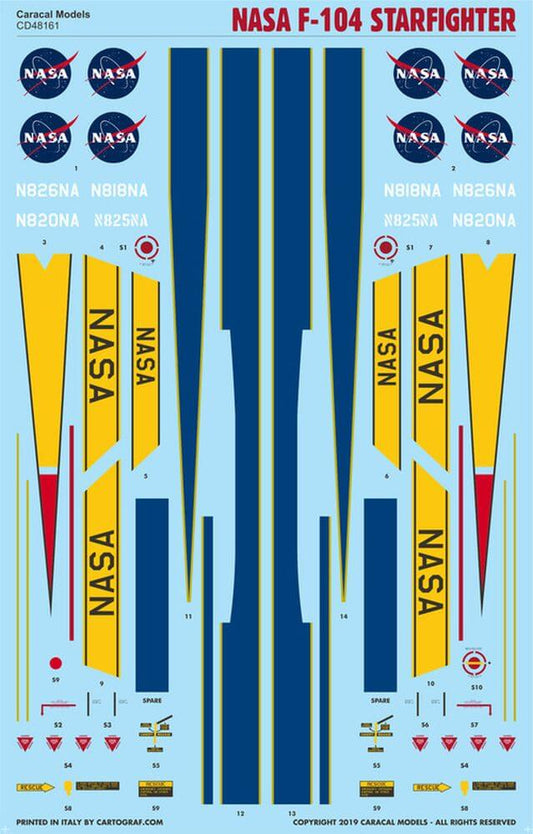 1:48 NASA Lockheed F -104 Starfighter Decals CD48161 Caracal Models