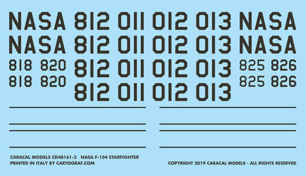 1:48 NASA Lockheed F -104 Starfighter Decals CD48161 Caracal Models