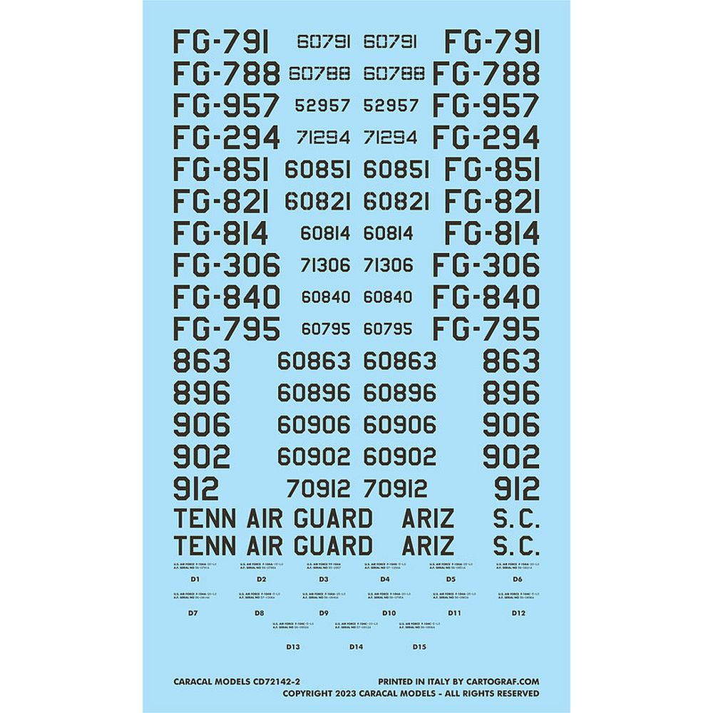 Caracal Models CD72142 USAF F-104 Starfighter 1:72