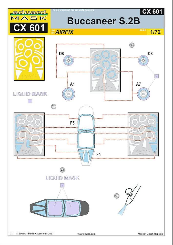 1:72 Buccaneer S.2B Masking Set for Airfix CX601 Eduard