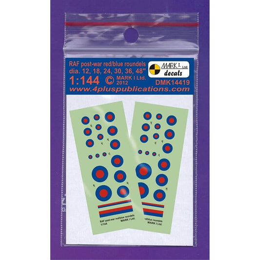 1:144 RAF Post-war Red & Blue roundels & fin flashes DMK14419 Mark I Decals