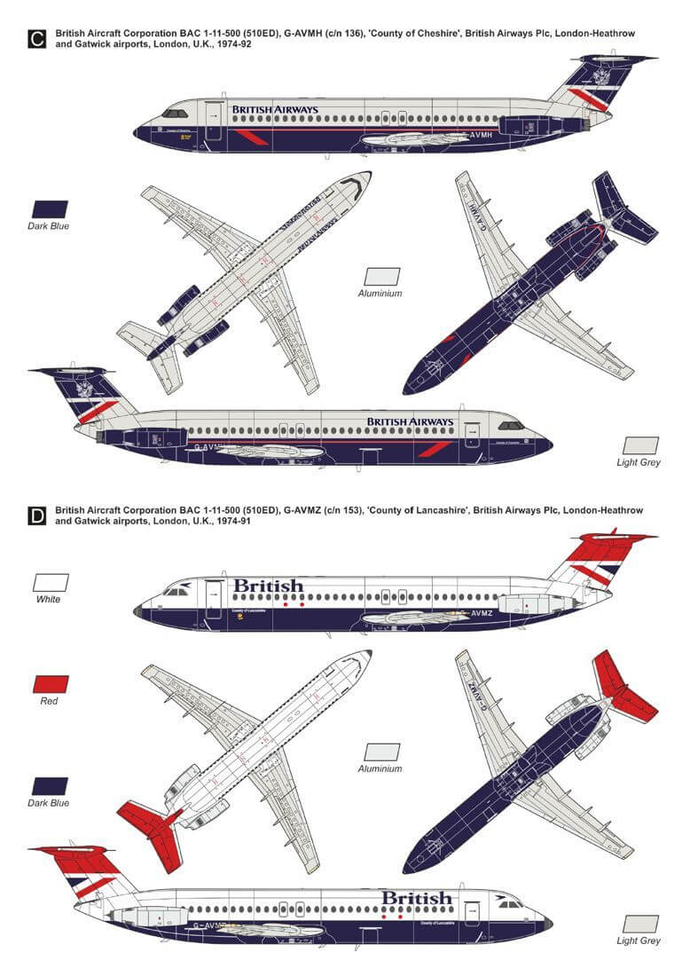 1:144 BAC 1-11-500 'In British Skies' DMK144-502 Mark I Decals