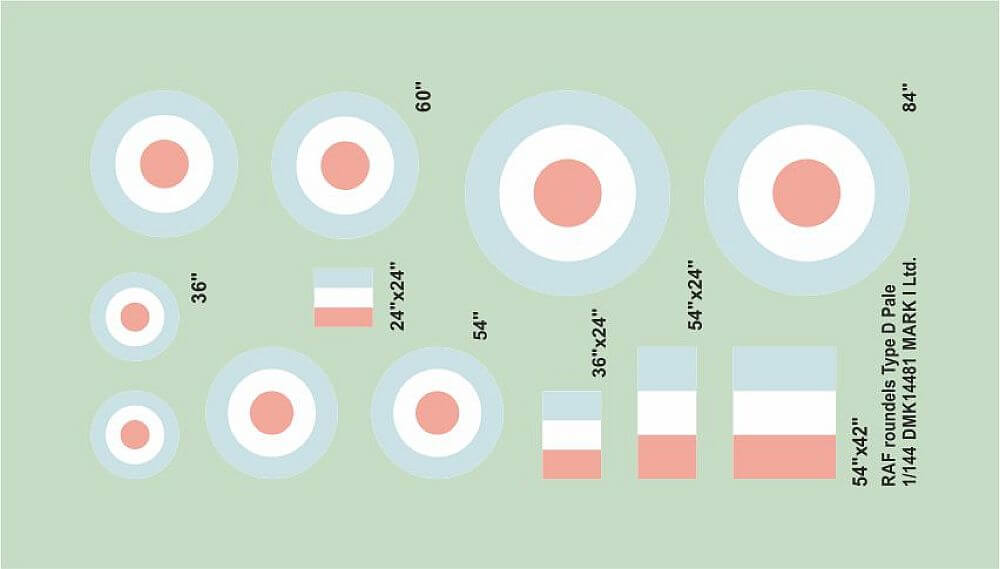 1:144 RAF roundels Type D Pale DMK14481 Mark I Decals