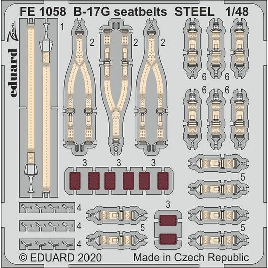 1:48 B-17G Seatbelts STEEL for Hong Kong Models FE1058 Eduard