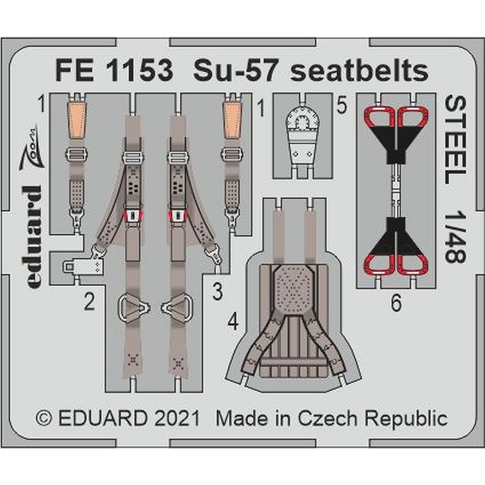 Eduard FE1153 Su-57 seatbelts STEEL Detail Set for Zvezda Kits 1/48