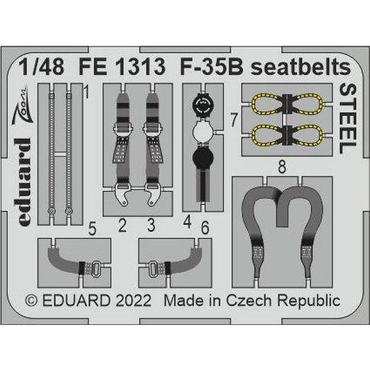 Eduard FE1313 F-35B Lightning II Seatbelts STEEL for Italeri 1/48