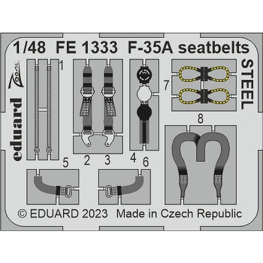 Eduard FE1333 Lockheed-Martin F-35A seatbelts STEEL for Tamiya 1/48