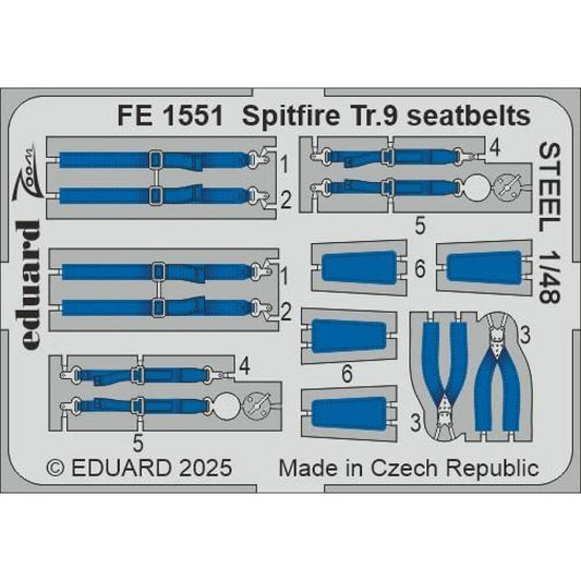 1:48 Spitfire Tr.9 seatbelts STEEL for Airfix FE1551 Eduard