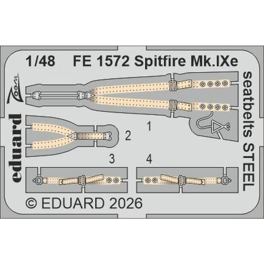 1:48 Supermarine Spitfire Mk.IXe Steel Seatbelts for Airfix FE1572 Eduard