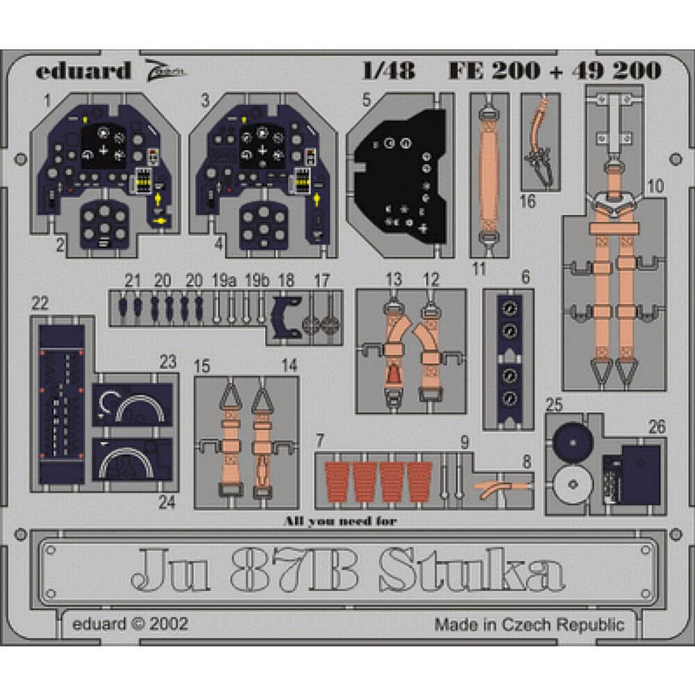 1:48 Ju 87B Stuka Zoom Detail Set for Hasegawa FE200 Eduard