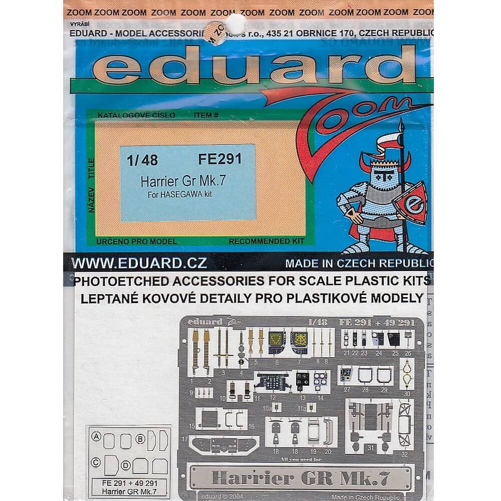 1:48 Harrier GR.7 P.E. Set for Hasegawa FE291 Eduard