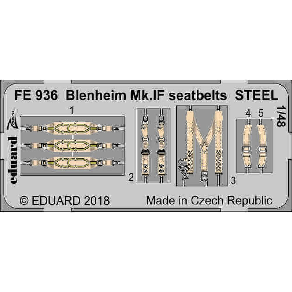 1:48 Blenheim Mk.IF seatbelts STEEL for Airfix FE936 Eduard