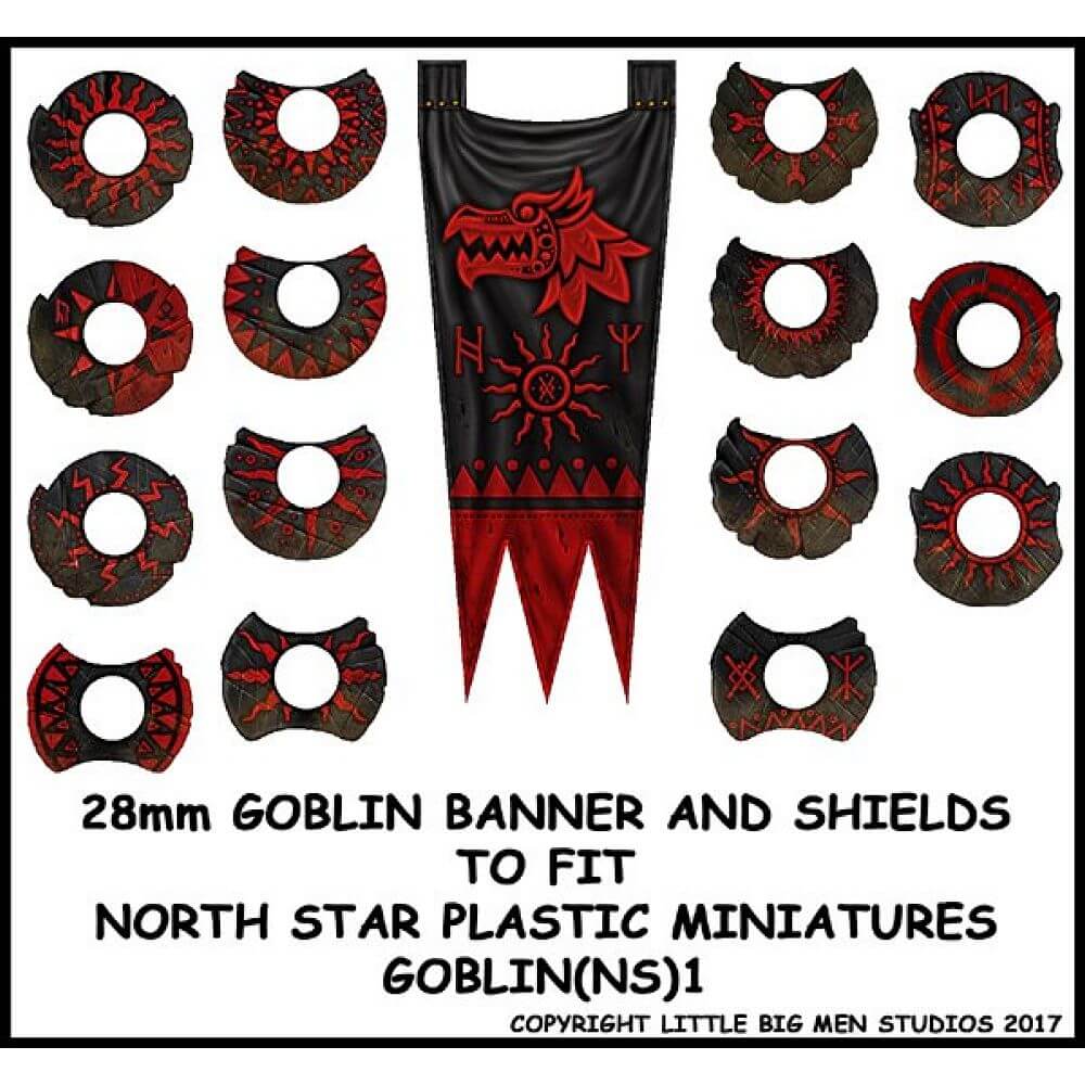 28mm Goblin Banner & Shields 1 - GOBLIN(NS)1 Little Big Men Studios