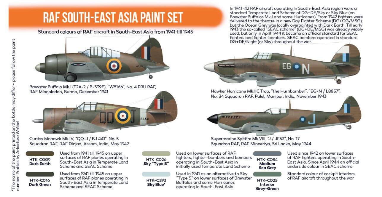 RAF South-East Asia Paint Set HTK-CS115 Hataka Hobby Orange Line