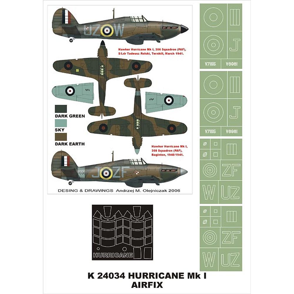 1:24 Hawker Hurricane Mk.I Masking Set for Airfix Montex K24034 – SGS ...