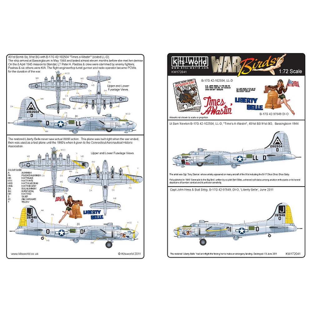 1:72 War Birds B-17G 'Times A Wastin' - 'Liberty Belle' KW172041 Kits-World