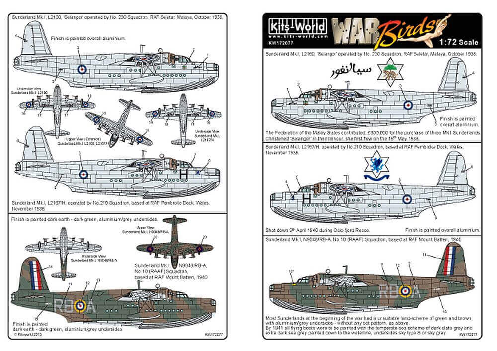 1:72 War Birds Mk.I Sunderlands KW172077 Kits-World