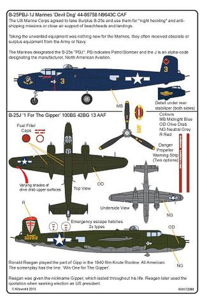 1:72 War Birds B-25 Mitchell KW172086 Kits-World