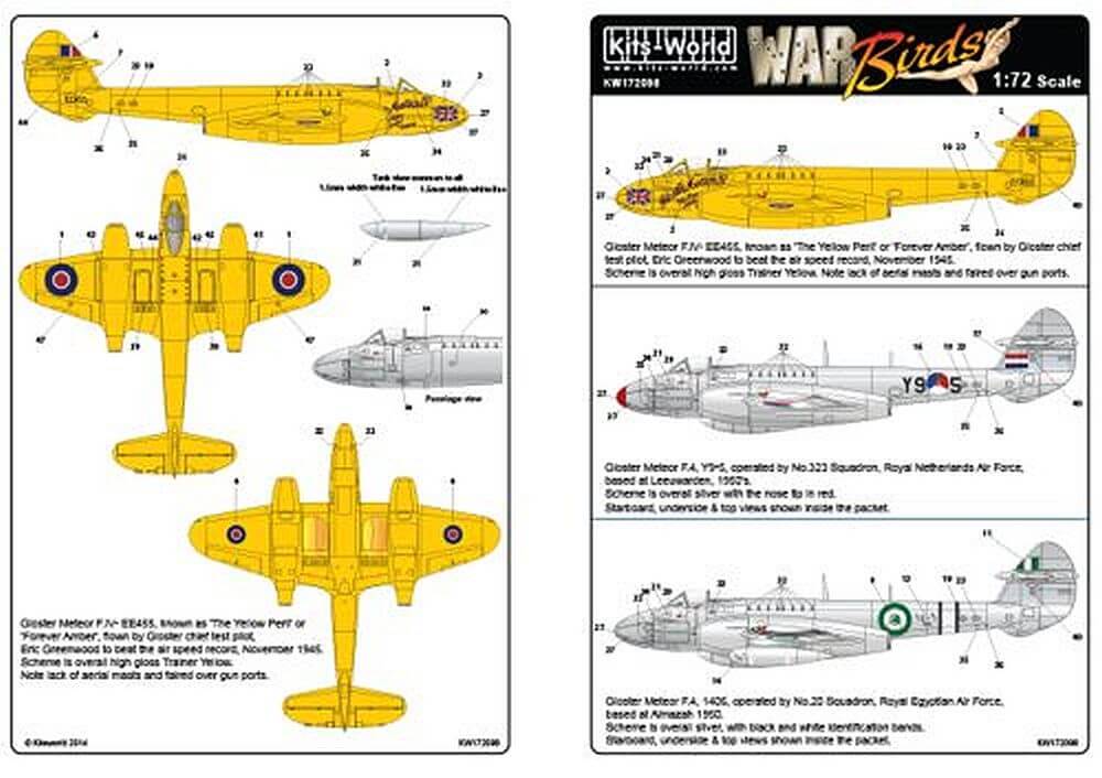 1:72 War Birds Gloster Meteor F.IV - F.4 KW172098 Kits-World