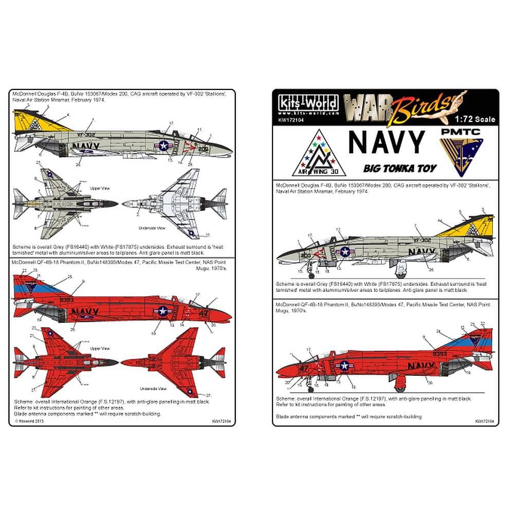 1:72 War Birds F-4B QF-4B Phantom II VF-302 PMTC KW172104 Kits-World