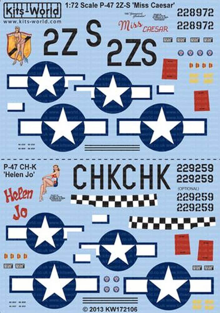 1:72 War Birds P-47D Thunderbolts Bubbletop KW172106 Kits-World