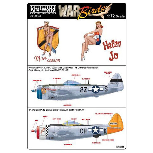 1:72 War Birds P-47D Thunderbolts Bubbletop KW172106 Kits-World