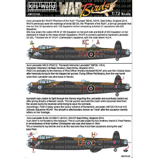 Kits-World KW172120 Avro Lancasters 2014 Meeting Decals 1/72
