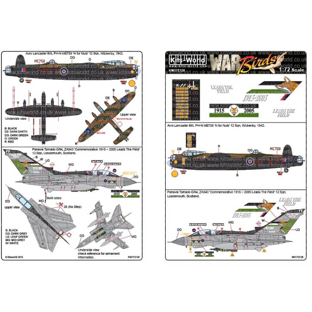 1:72 Avro Lancaster B.III / Panavia Tornado Gr.4 KW172126 Kits-World
