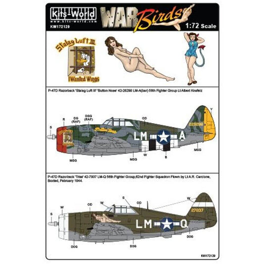 1:72 P-47D Thunderbolt Razorback "Button Nose" & "Triss" KW172129 Kits-World