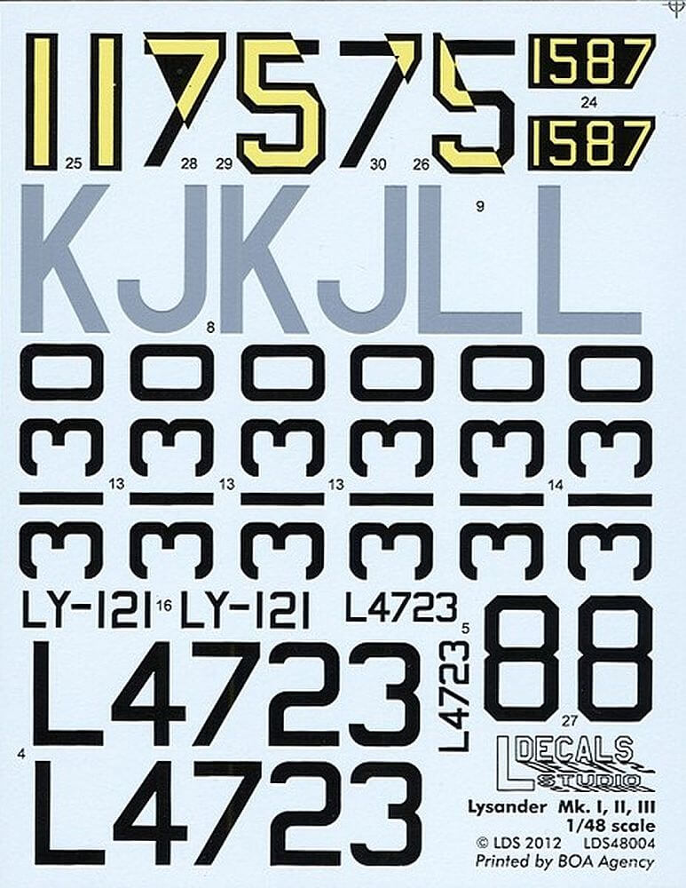 1:48 Lysander Mk.I, II and III LDS 48004 L Decals Studio