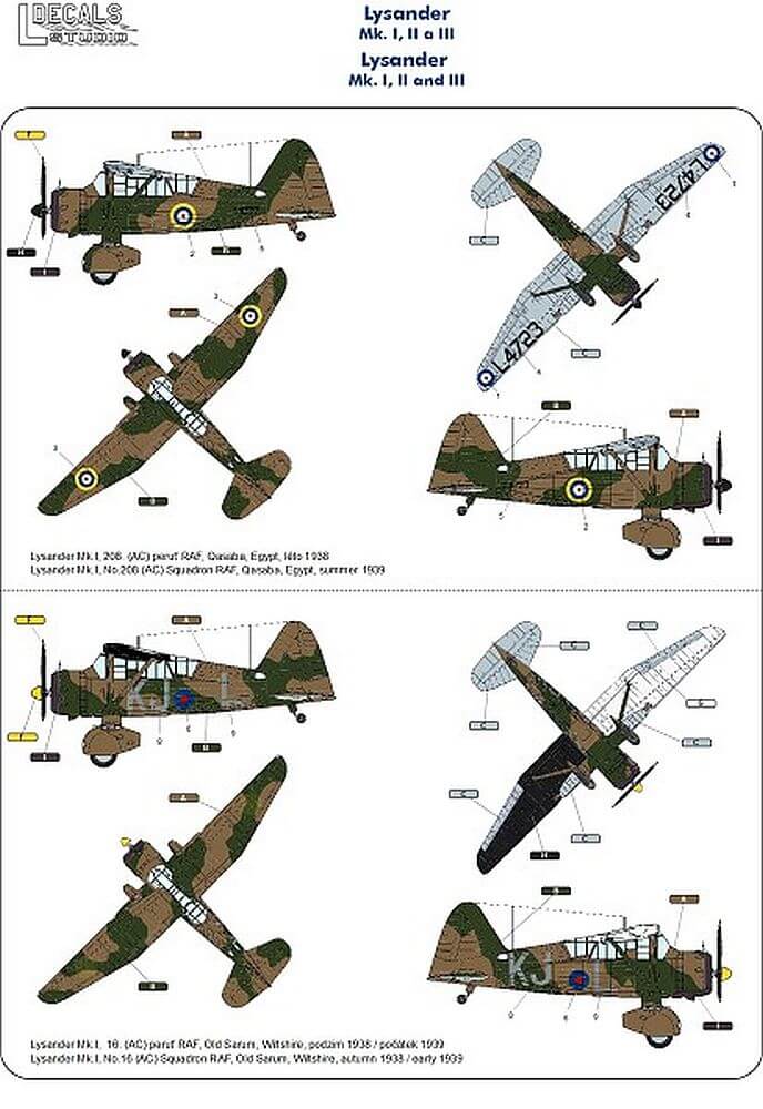 1:48 Lysander Mk.I, II and III LDS 48004 L Decals Studio