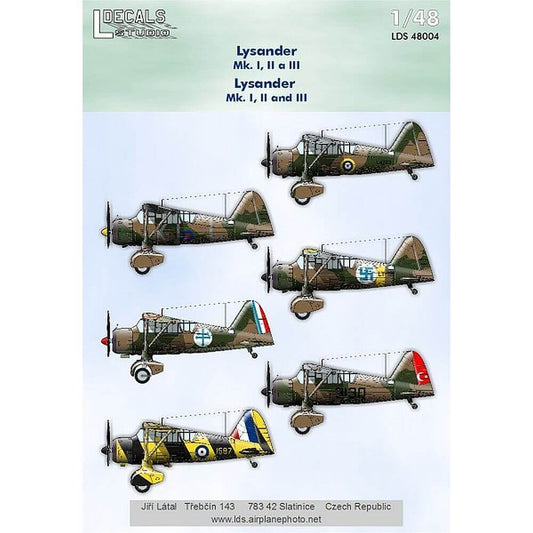 1:48 Lysander Mk.I, II and III LDS 48004 L Decals Studio