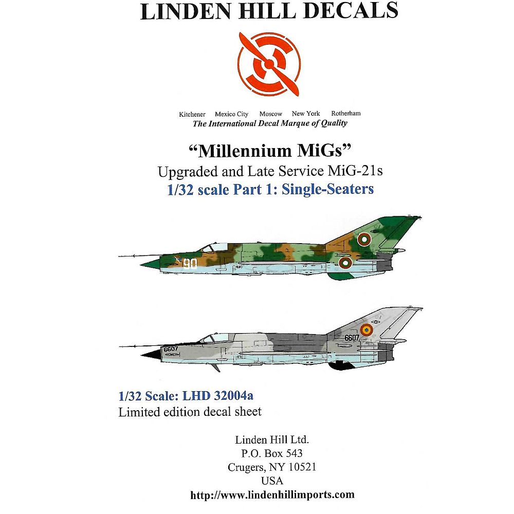 1:32 Millennium MiGs MIG-21s - Part 1 LHD32004a Linden Hill Decals
